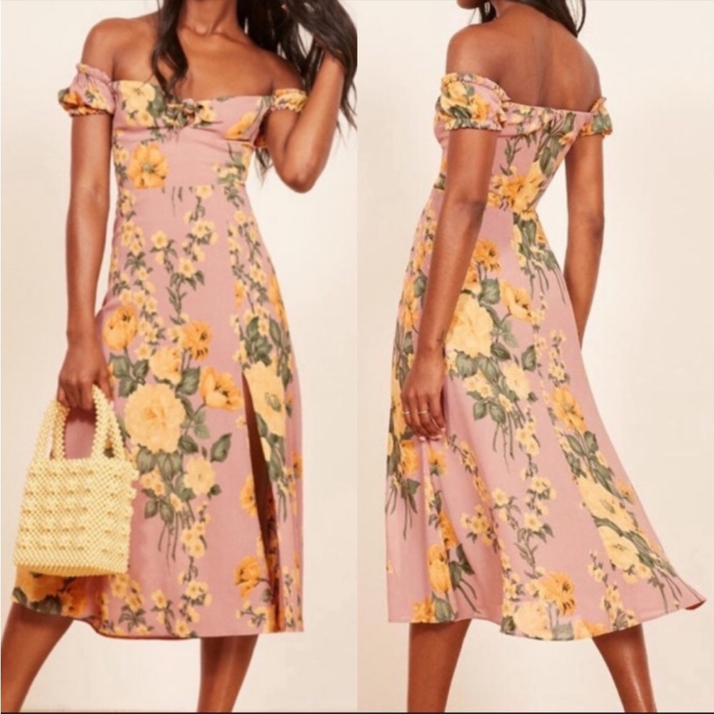 Reformation Floral Midi Dress with Slit